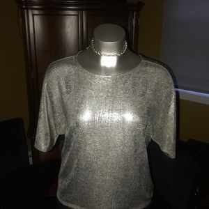 Silver metallic front knit back